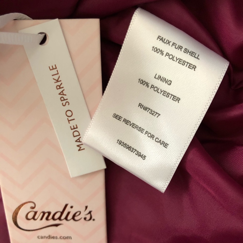Candie’s Raspberry Faux Fur Cropped Jacket - Picture 7 of 8